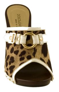 Dolce & Gabbana Womens Leopard Wood Mules
