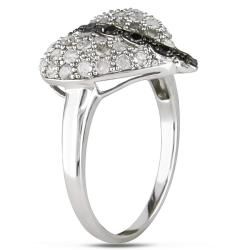 Miadora Sterling Silver 1 CT TDW Black and White Diamond Heart Ring