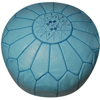 Leather Sky Blue Pouf Ottoman (Morocco) Today: $214.99 3.5 (4 reviews