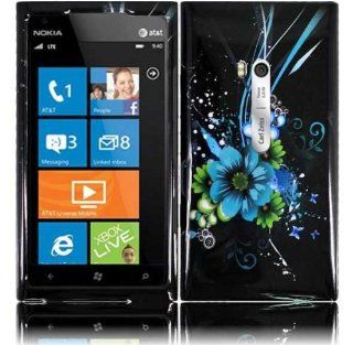 Nokia Lumia 900 Design Cover   Blue Flower Hard Case Cell