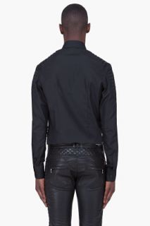 Yves Saint Laurent Black Pleated Poplin Shirt for men