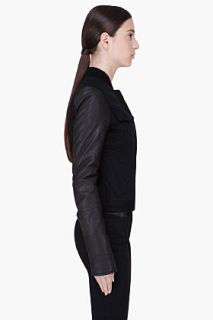 T By Alexander Wang Black Leather Sleeve Denim Jacket for women