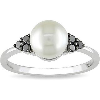 gold pearl and 1 8ct tdw black diamond ring msrp $ 399 60 sale $ 152