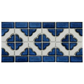 SomerTile Castle Cobalt/ White Border Porcelain Mosaic Tile (Pack of