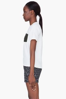 Maison Kitsune Cream Silk Block Pocket T shirt for women