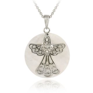 DB Designs Sterling Silver Mother of Pearl and Diamond Accent Angel