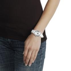 Geneva Platinum Womens Rhinestone accented Cross Silicone Watch
