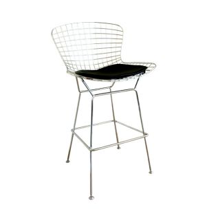 Tomkin Mesh Bar Stool with Leatherette Seat Pad