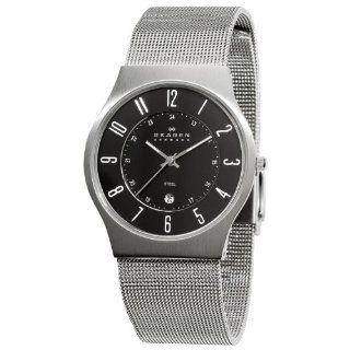 Skagen Mens C233XLSSM Steel Black Dial Mesh Bracelet Watch: Watches