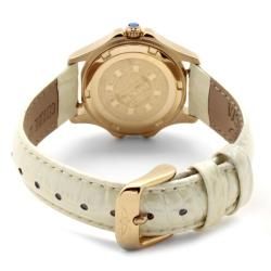 Invicta Womens Wildflower Shiny Beige Leather White Crystal Watch