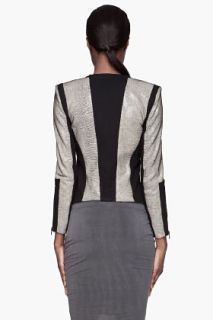 Helmut Lang Beige And Black Stretch Leather Rift Jacket for women