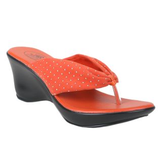 Bolaro by Beston Womens DW4022 Orange Wedge Thong Sandals