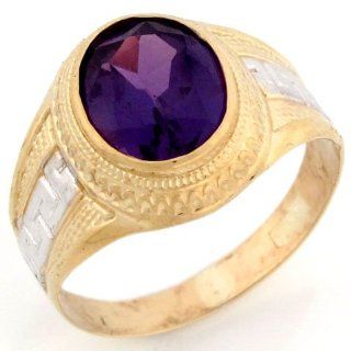 10k Two Tone Solid Gold Oval Synthetic Alexandrite June