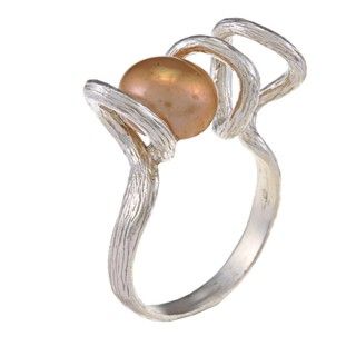 Sterling Silver and Freswhater Pearl Squiggle Ring (Israel