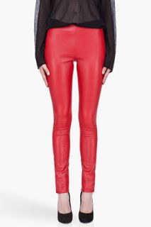 Cushnie Et Ochs Red Stretch Leather Leggings for women
