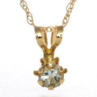 14k Yellow Gold Aquamarine March Birthstone Necklace