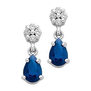 Sapphire and Diamond Earrings in 14K White Gold Jewelry