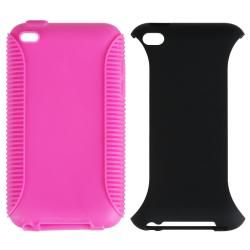 Hot Pink/ Black Hybrid Case for Apple iPod Touch 4th Generation