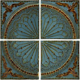 Set of 4 Iron Venice Royal Blue Viscounte Medallion Wall Panels