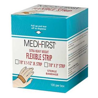Medi First 66133 Adhesive Bandages, 7/8 x 1 1/2 In, PK 100