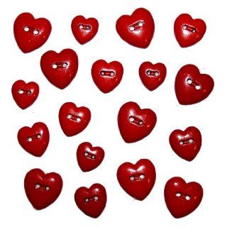Red Hearts Flatback Buttons for Scrapbooking (242) 
