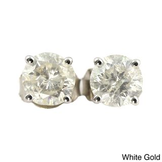 14k Gold 2ct TDW Round Diamond Stud Earrings
