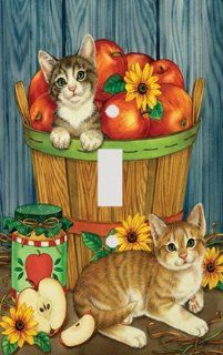 Cats and Apple Basket Decorative Switchplate Cover Home