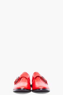 Alexander Wang Red Leather Monk Buckled Flats for women