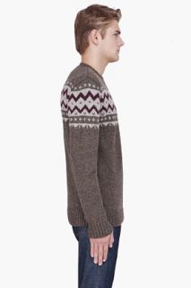 A.P.C. Olive Merino Wool Knit Sweater  for men