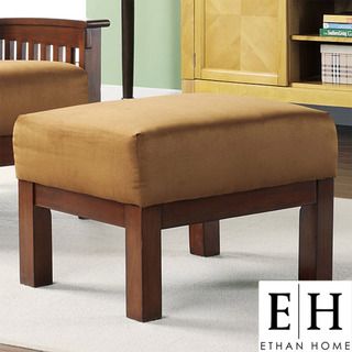 ETHAN HOME Hills Mission Oak and Rust Ottoman