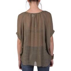 Tressa Designs Womens Contemporary Plus Flowing Sheer Striped Top
