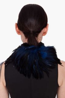 Co Black & Blue Feather Collar for women