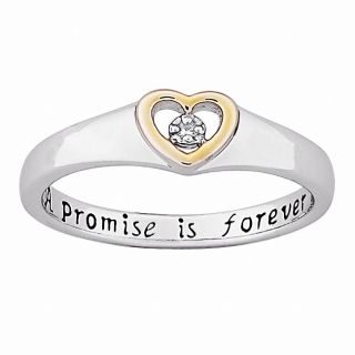 Sterling Silver A Promise is Forever Diamond Heart Promise Ring
