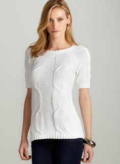 Joan Vass New York Cabled pullover in white