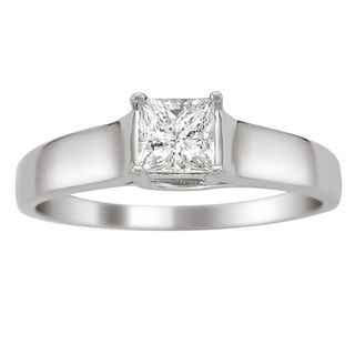 14k White Gold 1/4ct TDW Certified Diamond Solitaire Engagement Ring