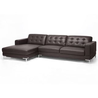 Babbitt Brown Leather Modern Sectional Sofa