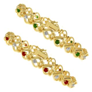 Gem Jolie 18k Gold overlay Gemstone and Diamond Accent Heart Bracelet