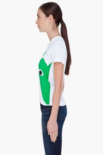 Comme Des Garçons Play  White Green Emblem T shirt for women