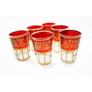 Mek Red Hand painted Glass Moroccan Tea Glasses (Set of Six) Today: $