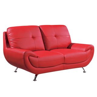 Red Bonded Leather Loveseat