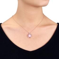 Miadora Pink Silver Pink Opal and Diamond Accent Necklace (2ct TGW