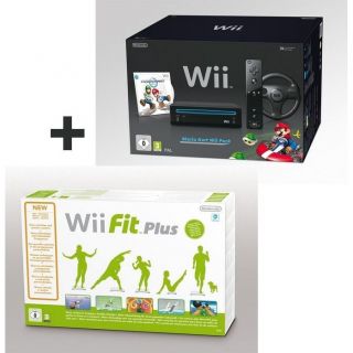 Contient la console Wii Noire + Jeu Mario Kart Wii + Un Volant Wii