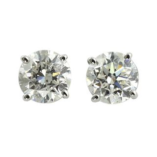 Platinum 1/2ct TDW Hearts and Arrows Diamond Stud Earrings (E F, SI1