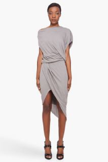 Helmut Lang Grey Feather Jersey Dress for women