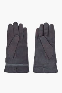 Diesel Black Leather Belted Gicario Gloves for men
