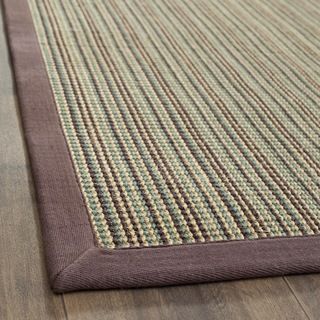 Hand woven Stripes Multicolor/ Purple Fine Sisal Rug (6 x 9