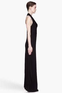 Helmut Black Kinetic Jersey Cowl neck Long Dress for women