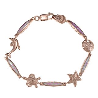 La Preciosa Rose Goldplated Silver Created Pink Opal Sea Life Bracelet
