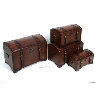 Faux Leather Treasure Trunks (Set of 4)