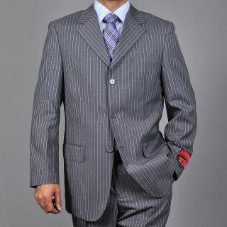Mantoni Mens Striped Grey 3 button Wool Suit